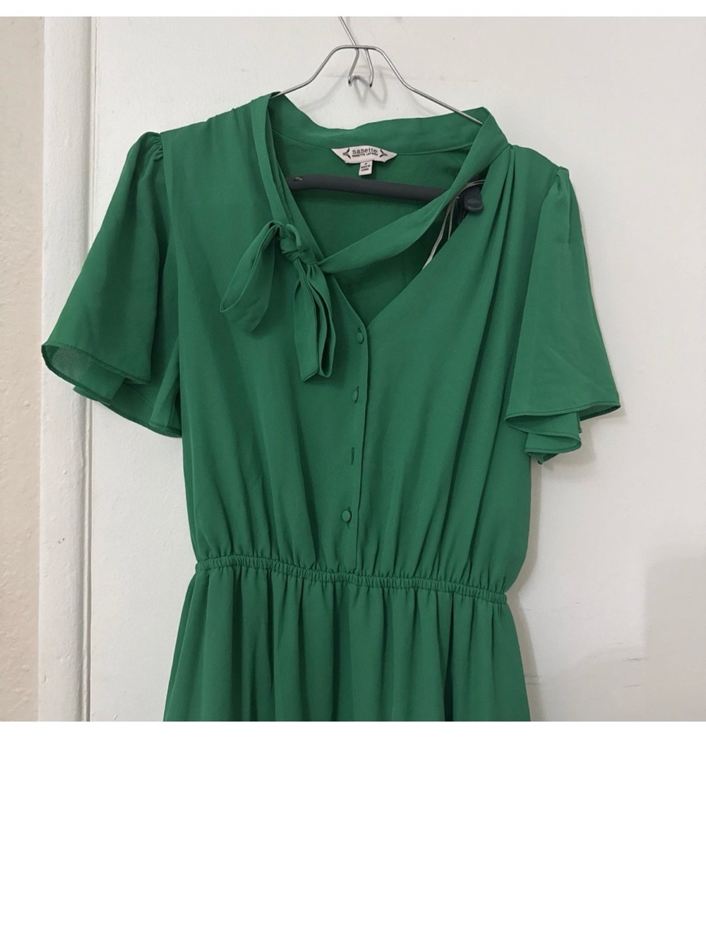 Nanette Lepore Green Tie-Neck Short Sleeve dress size 4